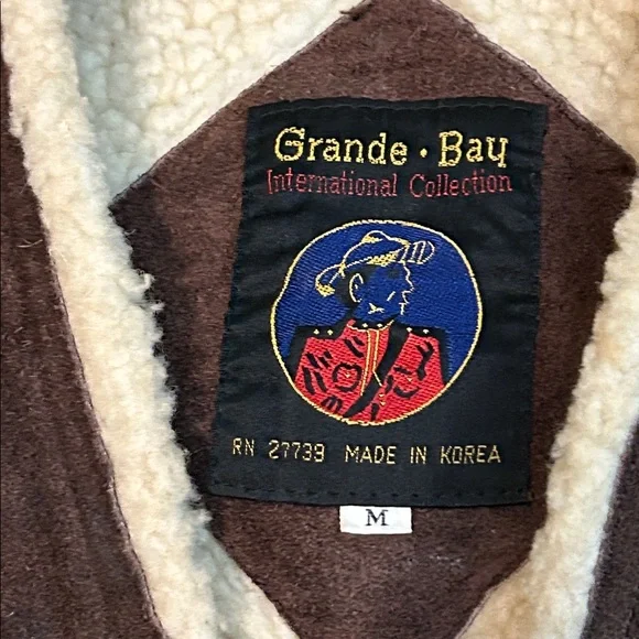 GRANDE BAY DARK BROWN GENUINE LEATHER SHEPA LINED HEAVY WESTERN VESTSZ M